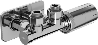 Mexen G05 úhlová termostatická sada s krytem S, Duplex, DN50, chrom - W907-958-910-01