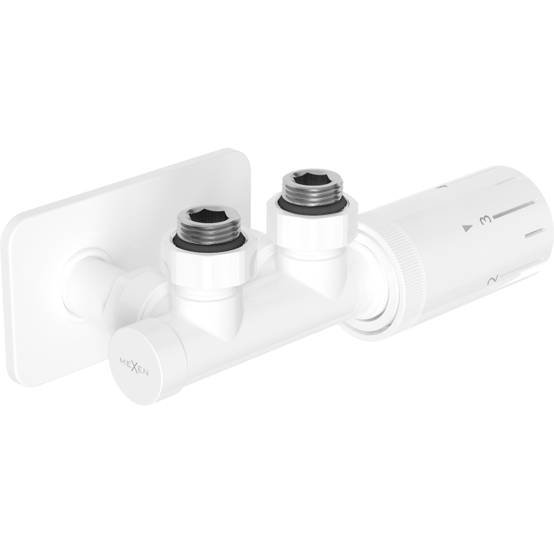 Mexen G05 termostatická rohová sada s krytem S, Duplex, DN50, bílá - W907-958-910-20