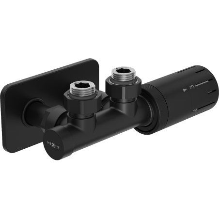 Mexen G05 úhlový termostatický set s krytem S, Duplex, DN50, černý - W907-958-910-70