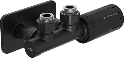 Mexen G05 úhlový termostatický set s krytem S, Duplex, DN50, černý - W907-958-910-70