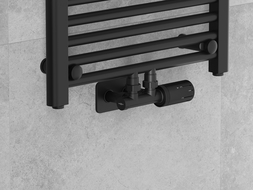 Mexen G05 úhlový termostatický set s krytem S, Duplex, DN50, černý - W907-958-910-70