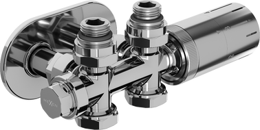 Mexen G05 termostatická sada úhlová/přímá s krytkou S, Duplex, DN50, chrom - W908-958-910-01