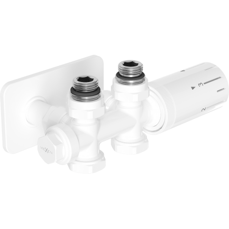 Mexen G05 termostatická sada úhlová/rovná s krytkou S, Duplex, DN50, bílá - W908-958-910-20