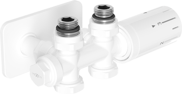 Mexen G05 termostatická sada úhlová/rovná s krytkou S, Duplex, DN50, bílá - W908-958-910-20