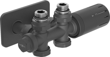 Mexen G05 termostatický set úhlový/přímý s maskováním S, Duplex, DN50, antracit - W908-958-910-66