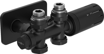 Mexen G05 termostatická sada úhlová/přímá s krytem S, Duplex, DN50, černá - W908-958-910-70