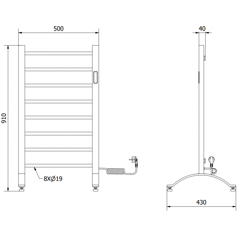 Mexen Oso elektrický radiátor 2v1 stojící 910 x 500 mm, 200 W, černý - W304-0910-500-00-70
