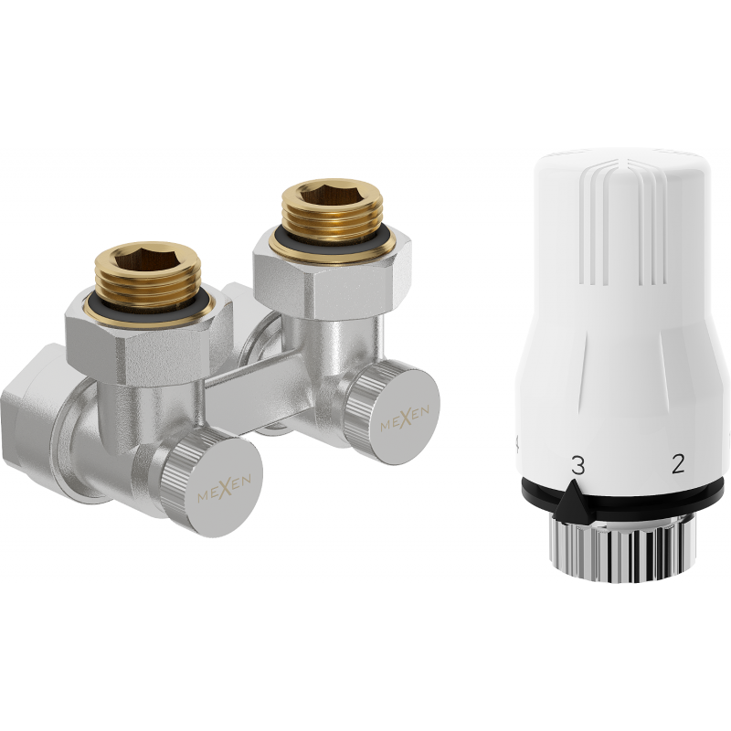 Mexen G02 sada termostatická dvourubková DN50, úhlová 1/2"x16 mm, nikl - W911-016-928-01