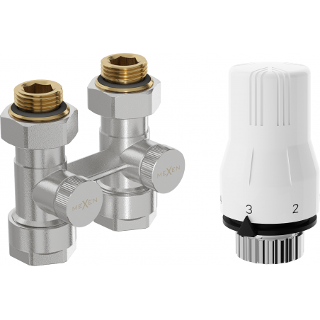 Mexen G02 termostatická sada, dvoutrubková DN50, přímá 1/2"x16 mm, nikl - W912-016-928-01
