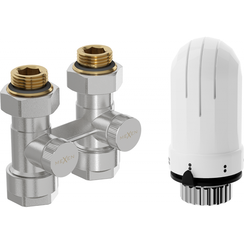 Mexen G03 termostatická sestava dvoutrubková DN50, přímá 1/2"x16 mm, nikl - W912-016-938-01