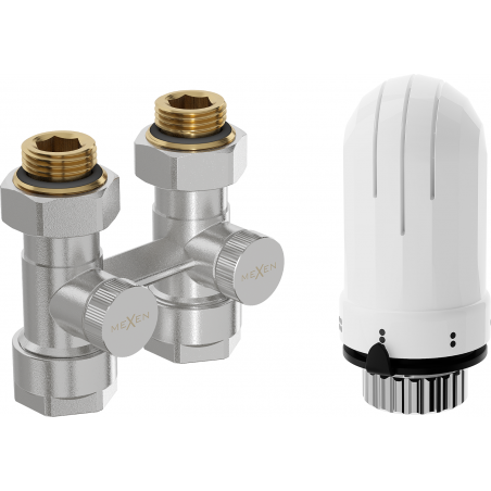 Mexen G03 termostatická sestava dvoutrubková DN50, přímá 1/2"x16 mm, nikl - W912-016-938-01