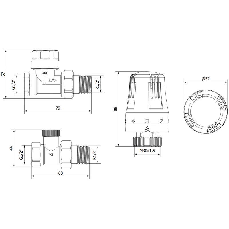 Mexen G01 termostatická sada přímá, nikl - W914-012-918-01