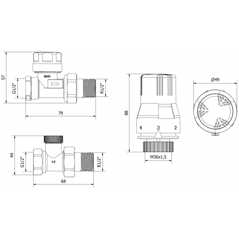 Mexen G02 přímá termostatická sada, nikl - W914-012-928-01