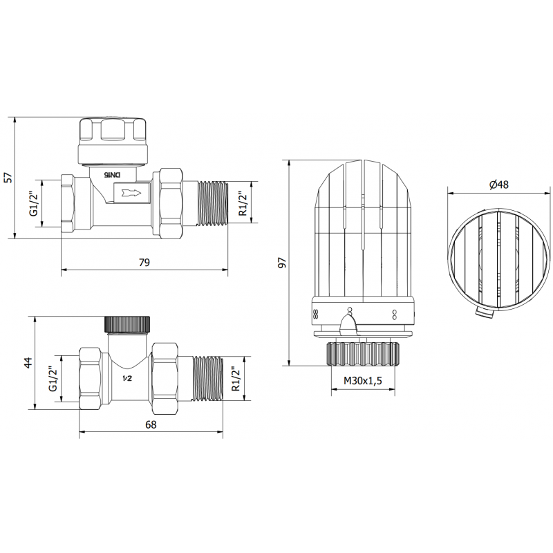 Mexen G03 přímá termostatická sada, nikl - W914-012-938-01