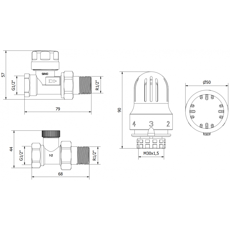Mexen G04 přímá termostatická sada, nikl - W914-012-948-01