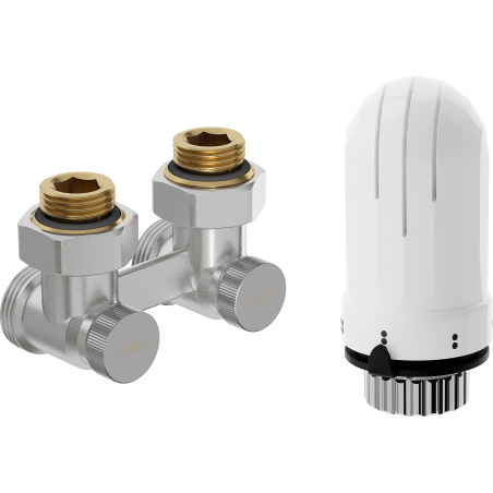 Mexen G03 dvoutrubková termostatická sada DN50, úhlová 1/2"x3/4", nikl - W911-012-938-01