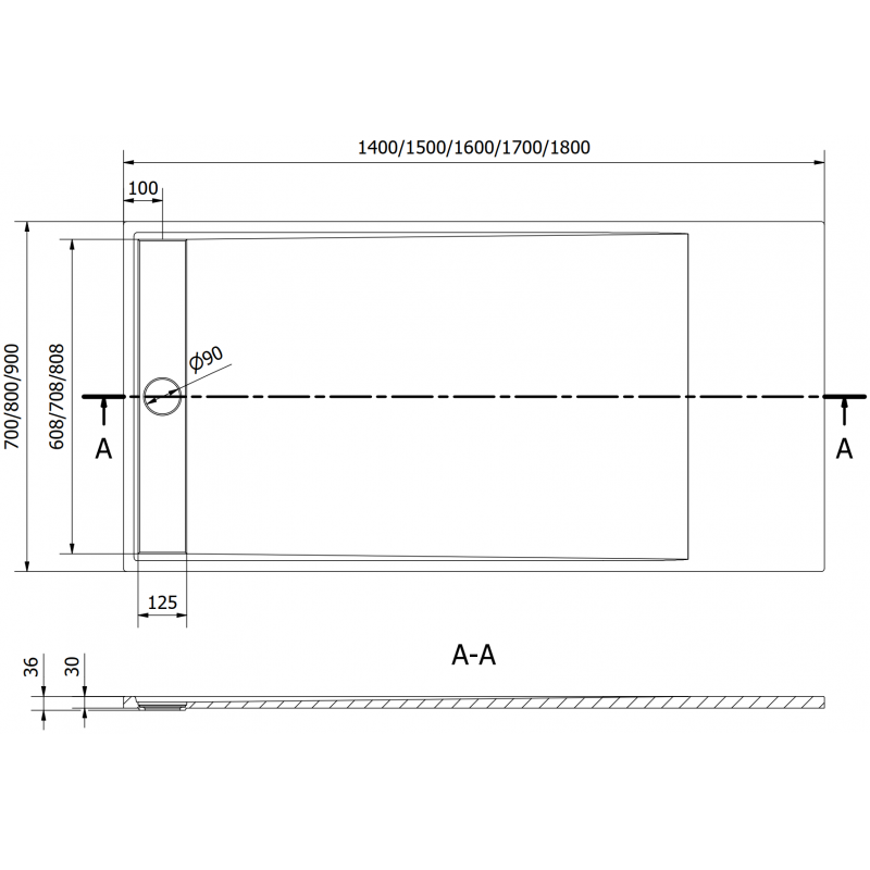 Mexen Amon obdélníková sprchová vanička SMC 160 x 90 cm, černá - 4F709016
