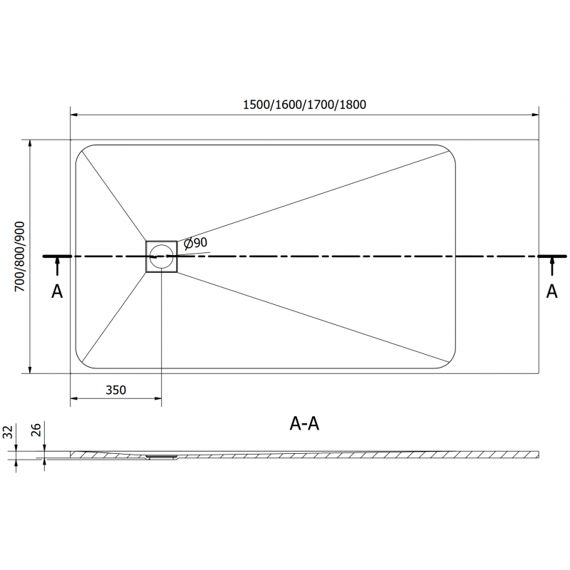 Mexen Bert obdélníková vanička SMC 150 x 70 cm, bílá - 4K107015