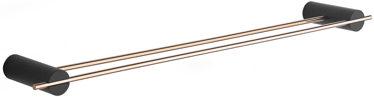 Mexen Aron dvojitý háček na ručník, černý/růžové zlato - 7088125-67