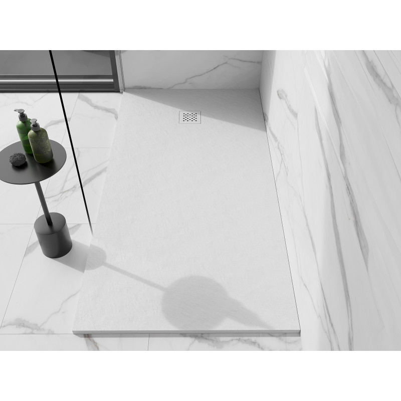 Mexen Stone+ obdélníková kompozitová sprchová vanička 160 x 70 cm, bílá, bílý kryt - 44107016-W