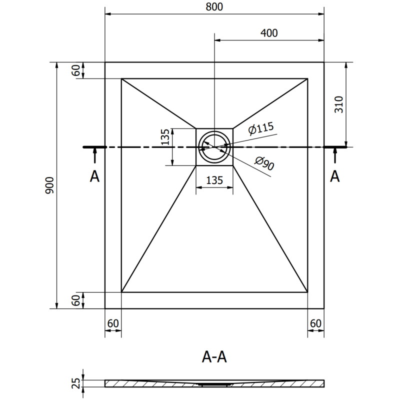 Mexen Stone+ obdélníková kompozitová sprchová vanička 90 x 80 cm, bílá, bílý kryt - 44108090-W