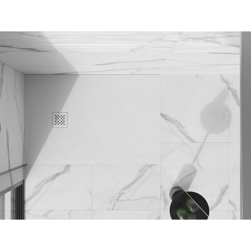 Mexen Stone+ kompozitní obdélníková sprchová vanička 140 x 90 cm, bílá, bílý kryt - 44109014-W