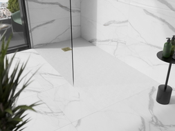Mexen Stone+ čtvercový kompozitní sprchový kout 180 x 100 cm, bílý, krytka zlatá - 44101018-G