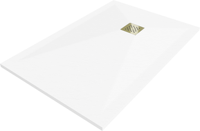 Mexen Stone+ Kompozitový obdélníkový sprchový kout 100 x 90 cm, bílý, zlatý kryt - 44109010-G