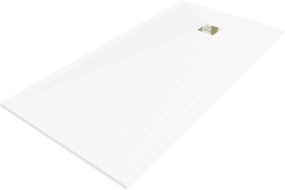 Mexen Stone+ obdélníkový kompozitní sprchový kout 160 x 80 cm, bílý, zlatá krytka - 44108016-G