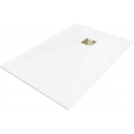 Mexen Stone+ obdélníkový kompozitní sprchový kout 110 x 80 cm, bílý, zlatá krytka - 44108011-G