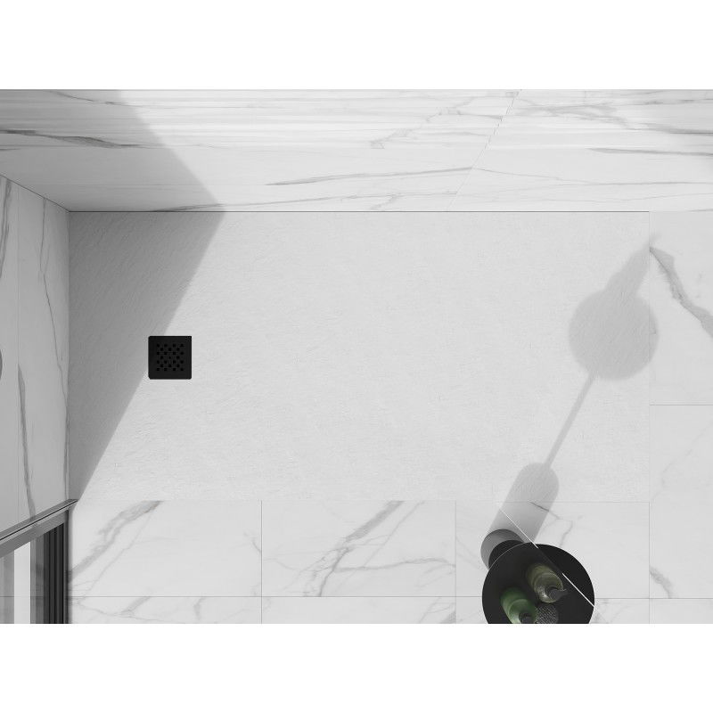 Mexen Stone+ kompozitní sprchová vanička obdélníková 200 x 100 cm, bílá, černý kryt - 44101020-B