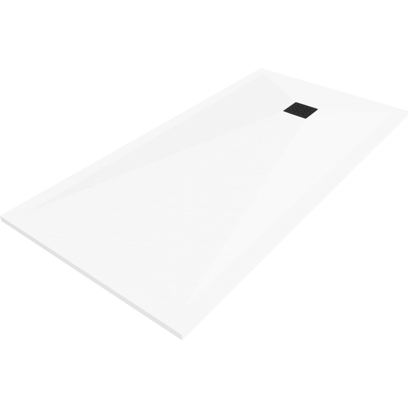 Mexen Stone+ obdélníková kompozitová sprchová vanička 160 x 70 cm, bílá, černý kryt - 44107016-B