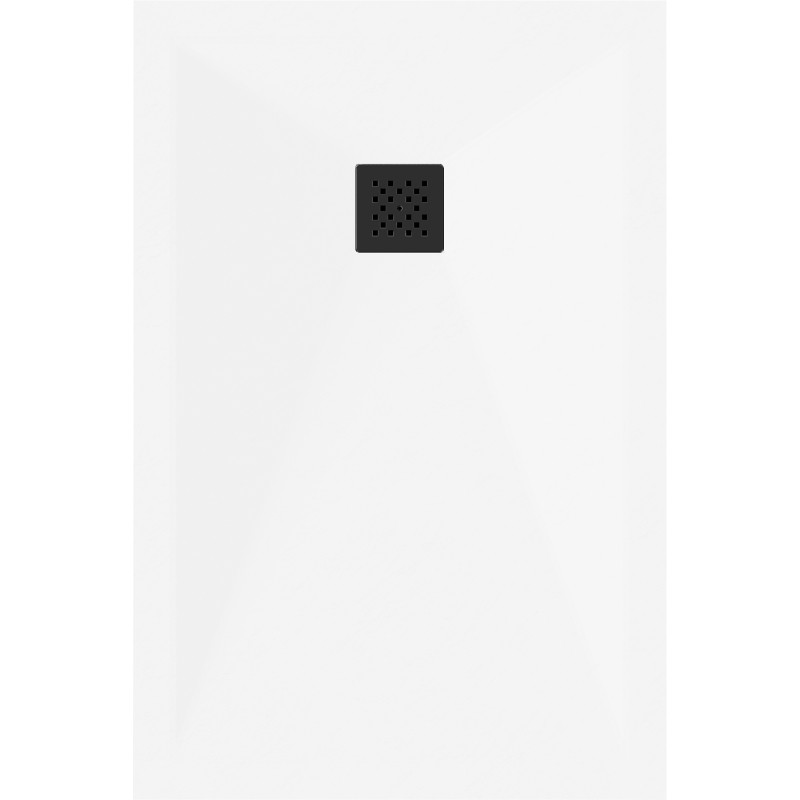 Mexen Stone+ obdélníková kompozitní sprchová vanička 140 x 70 cm, bílá, černý kryt - 44107014-B