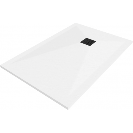 Mexen Stone+ obdélníkový kompozitní sprchový kout 130 x 90 cm, bílý, černý kryt - 44109013-B