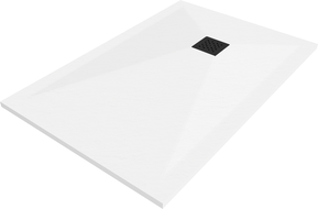Mexen Stone+ obdélníková kompozitová sprchová vanička 110 x 80 cm, bílá, černý kryt - 44108011-B