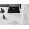 Mexen Stone+ kompozitní čtvercová sprchová vanička 80 x 80 cm, černá, zlatá krytka - 44708080-G