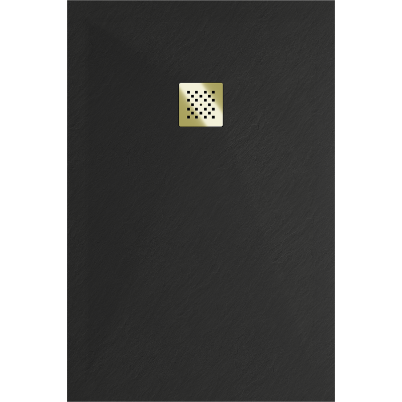 Mexen Stone+ obdélníkový kompozitní sprchový kout 110 x 80 cm, černý, zlatý kryt - 44708011-G