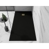 Mexen Stone+ obdélníková kompozitní sprchová vanička 200 x 90 cm, černá, zlatá krytka - 44709020-G