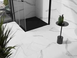 Mexen Stone+ kompozitový sprchový kout čtvercový 70 x 70 cm, černý, černá krytka - 44707070-B