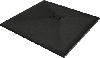 Mexen Stone+ kompozitní čtvercová sprchová vanička 80 x 80 cm, černá, černý kryt - 44708080-B