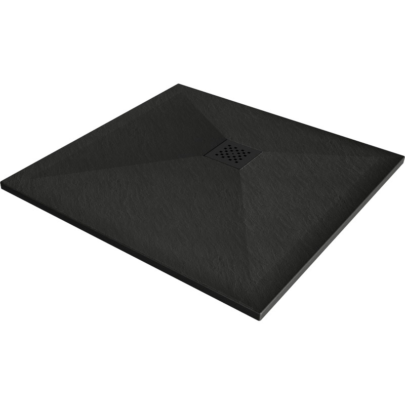 Mexen Stone+ kompozitní čtvercová sprchová vanička 90 x 90 cm, černá, černý kryt - 44709090-B