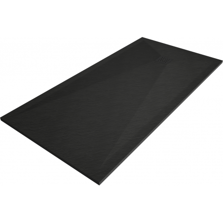 Mexen Stone+ obdélníková kompozitní sprchová vanička 160 x 90 cm, černá, černá krytka - 44709016-B
