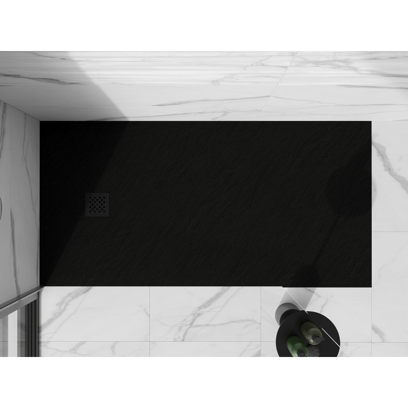 Mexen Stone+ obdélníkový kompozitový sprchový kout 180 x 100 cm, černý, černý kryt - 44701018-B