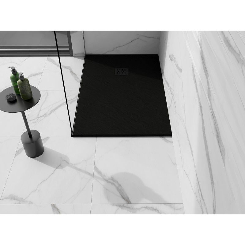 Mexen Stone+ kompozitní obdélníkový sprchový kout 140 x 100 cm, černý, černá maska - 44701014-B