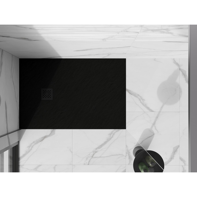 Mexen Stone+ obdélníková kompozitní sprchová vanička 130 x 70 cm, černá, černá maska - 44707013-B