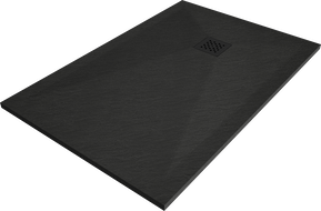 Mexen Stone+ Kompozitová obdélníková sprchová vanička 140 x 80 cm, černá, černý kryt - 44708014-B