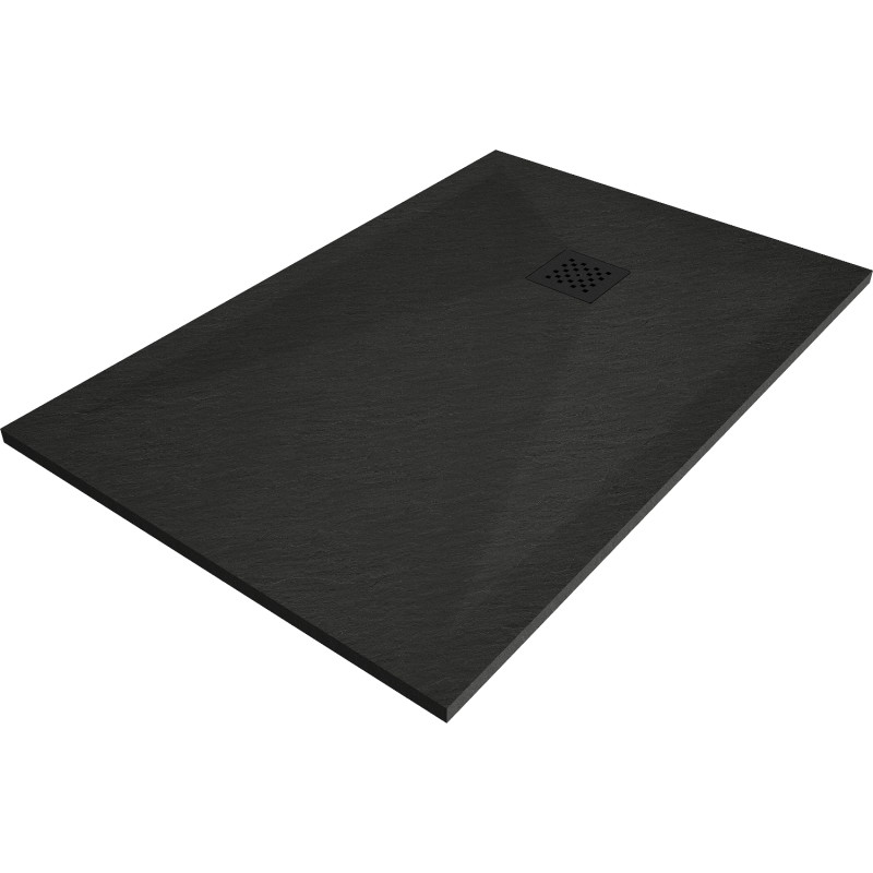 Mexen Stone+ kompozitová obdélníková sprchová vanička 120 x 100 cm, černá, černá krytka - 44701012-B