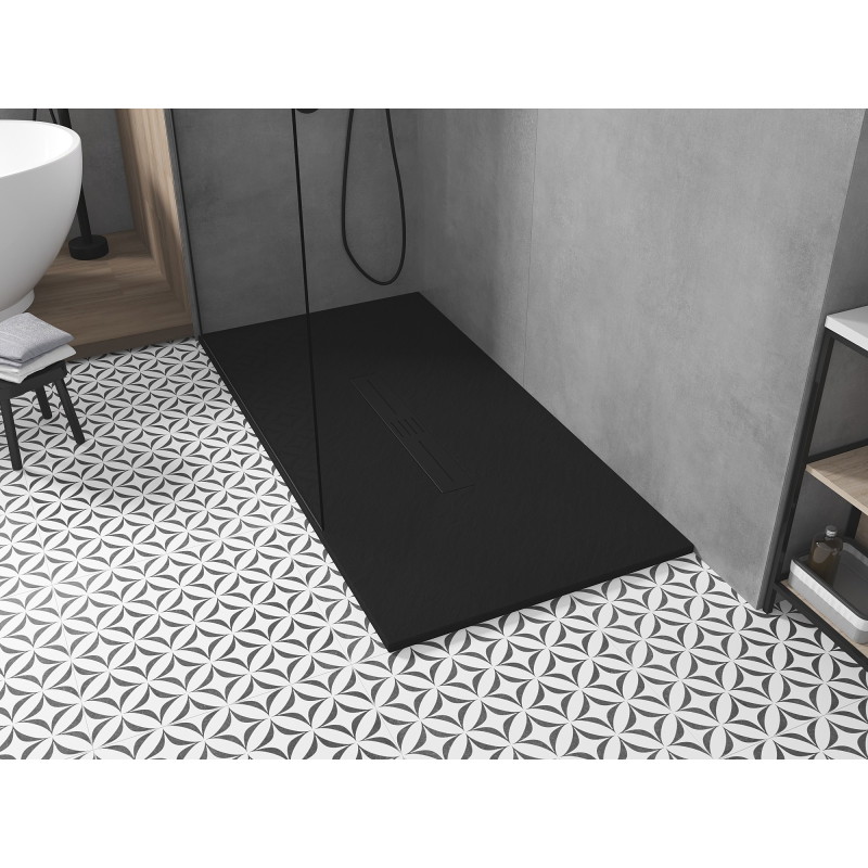 Mexen Toro obdélníková sprchová vanička SMC 170 x 90 cm, černá, krytka černá - 43709017-B