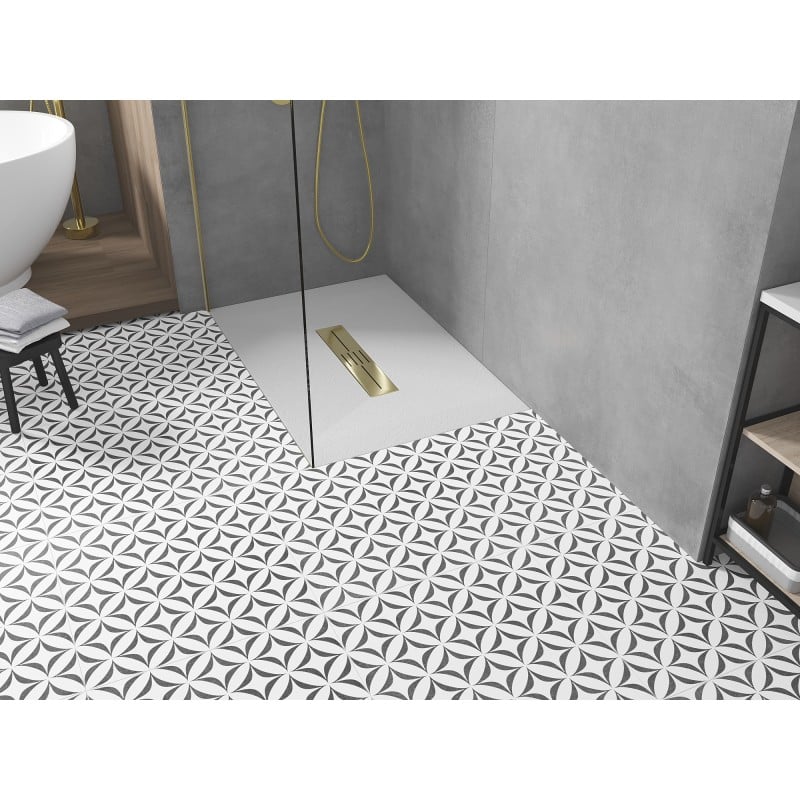 Mexen Toro obdélníková sprchová vanička SMC 120 x 70 cm, bílá, kryt zlatý - 43107012-G