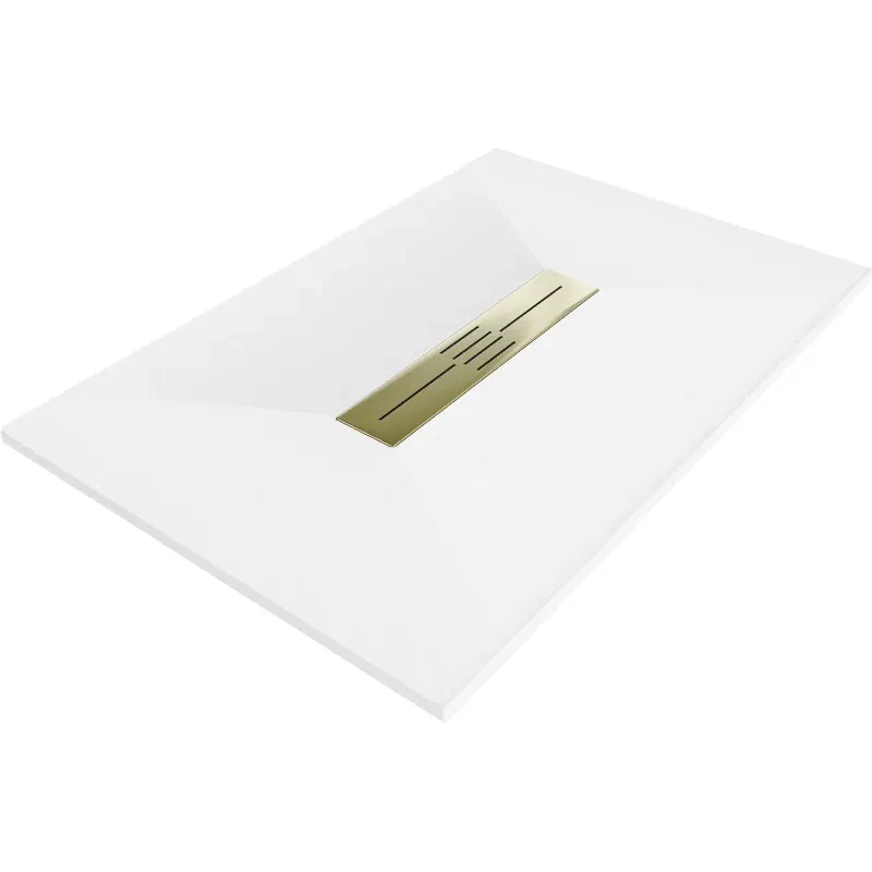 Mexen Toro obdélníková sprchová vanička SMC 120 x 70 cm, bílá, kryt zlatý - 43107012-G